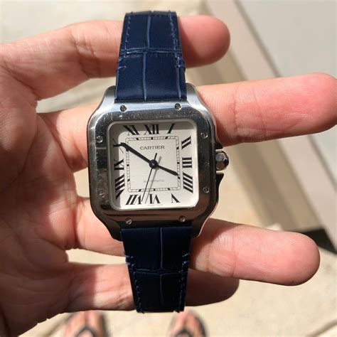 cartier santos replica replacement strap|cartier santos on leather strap.